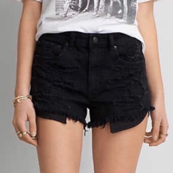 black high waisted festival shorts